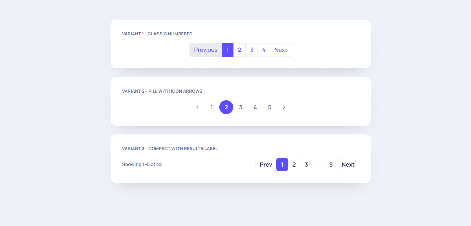 Pagination UI Variants - HTML CSS Bootstrap
