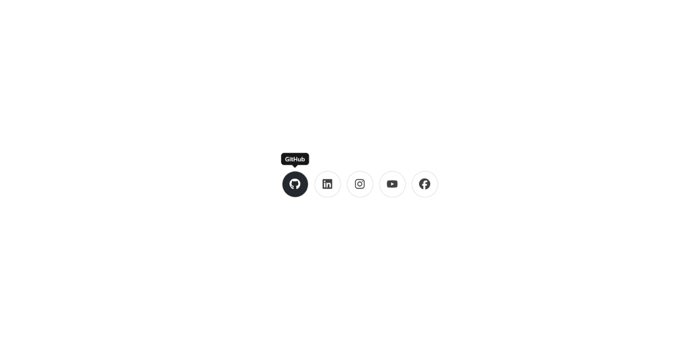 Magnetic Social Links - React Animated Footer Social Icons - REACT component preview