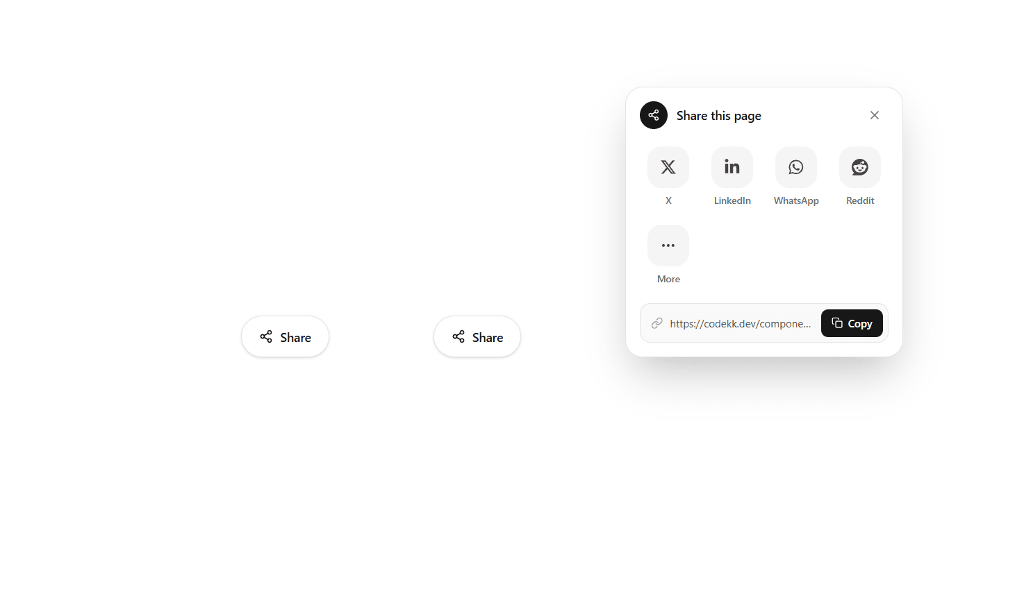 Share Sheet - React Morphing Share Panel - REACT component preview