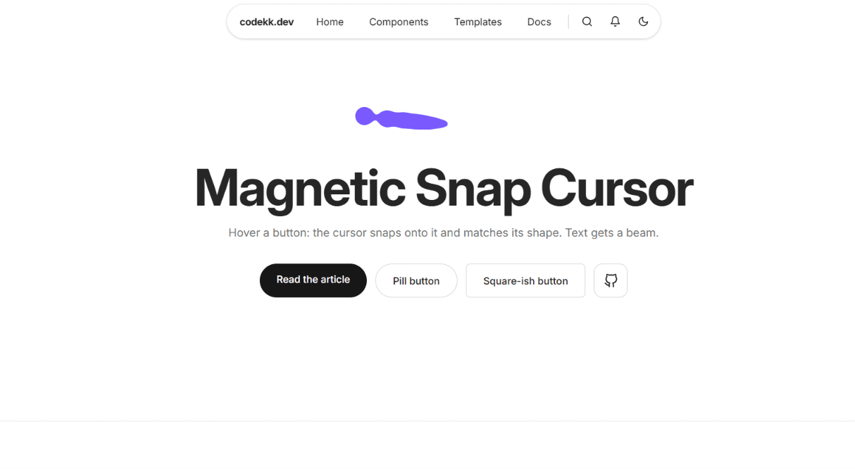 Liquid Trail Cursor - React Gooey Metaball Cursor - REACT component preview